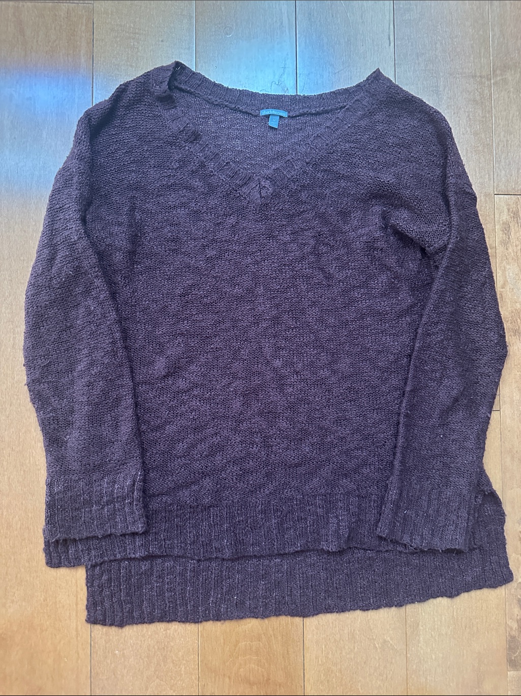 Charlotte Russe Dark Plum V-Neck Knit Sweater